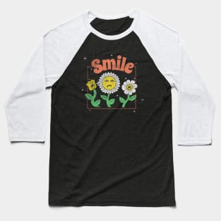 Funny Smile Flower Baseball T-Shirt